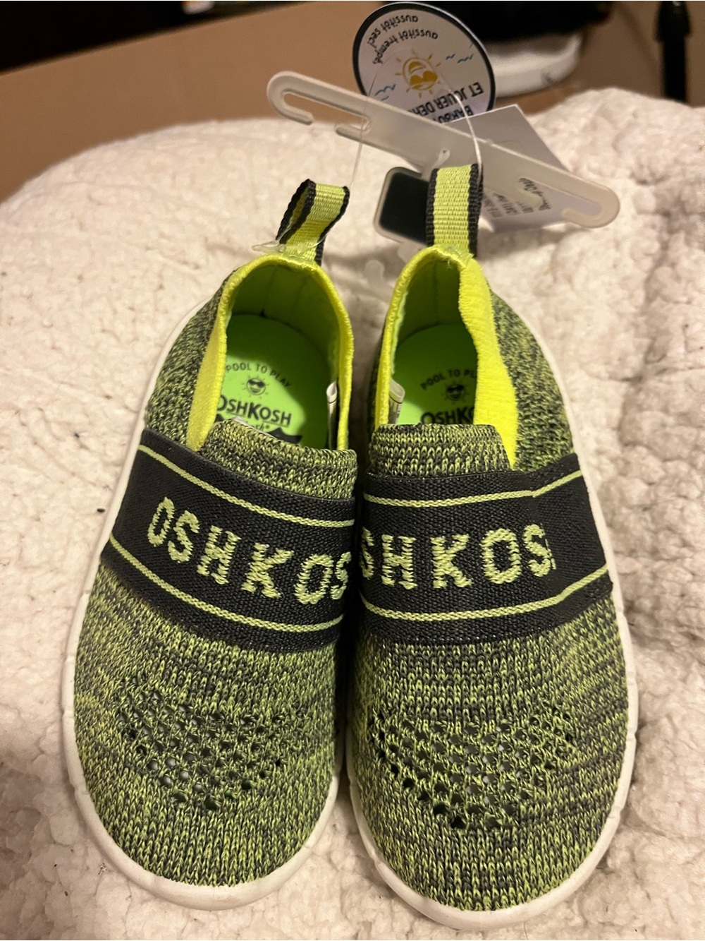 OshKosh B'gosh Neon Green Knit Slip-On Sneakers
